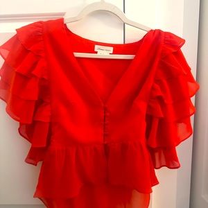 Lovers and Friends Red Ruffle Top NEVER BEEN WORN
